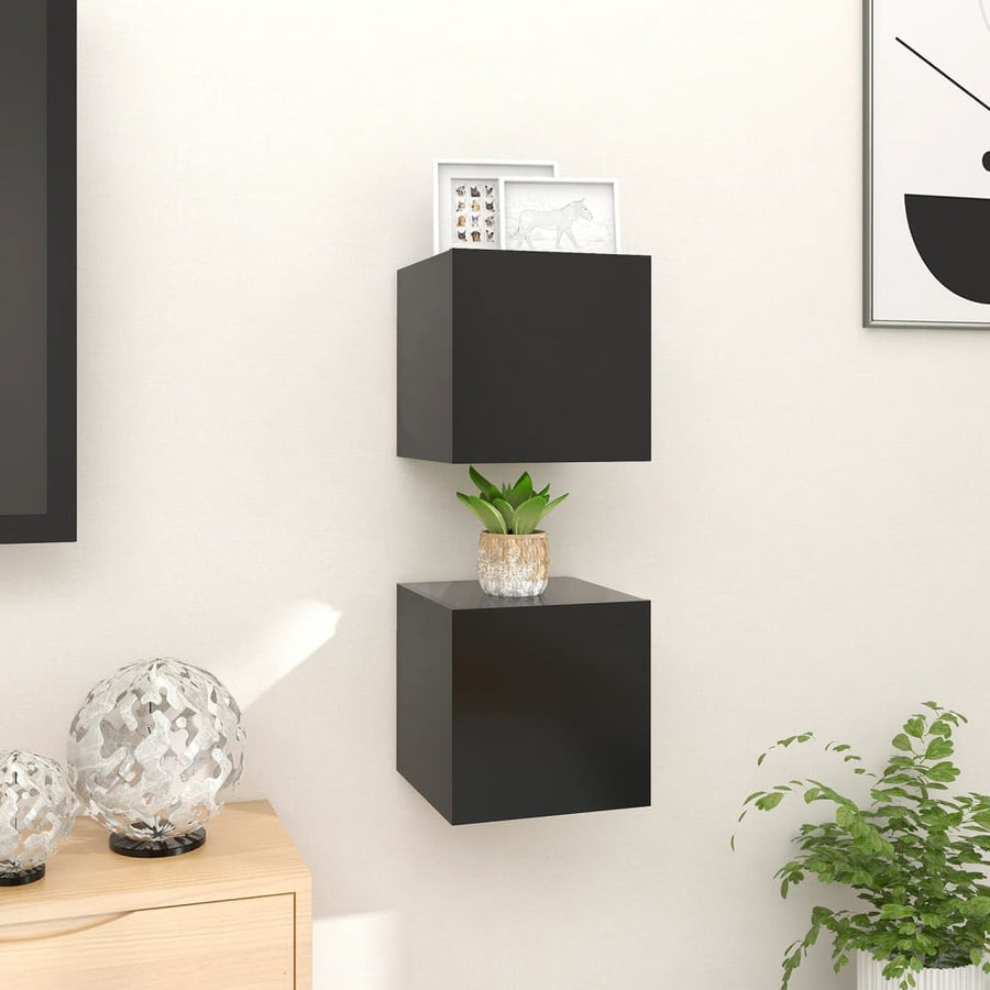 Tv-Wandmeubelen 30,5X30X30 Cm 2 Zwart