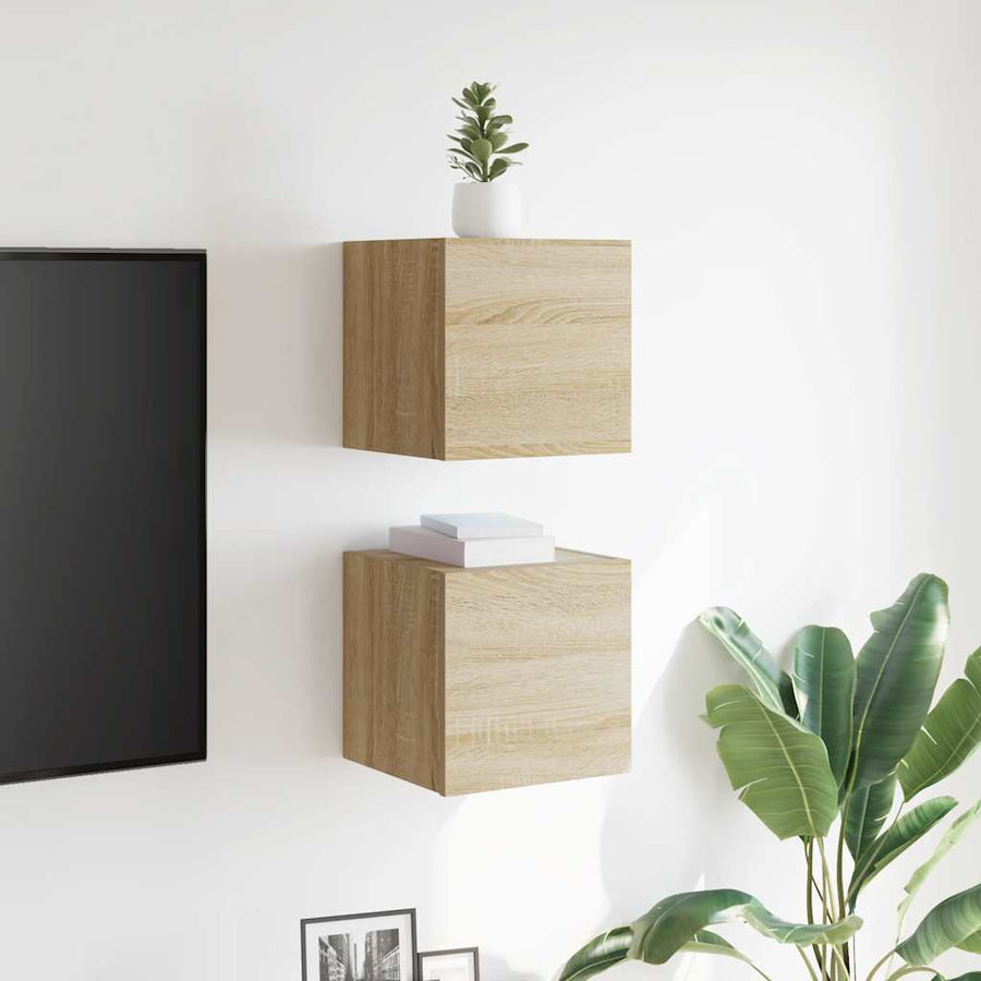 Tv-Wandmeubelen 30,5X30X30 Cm Kleurig 2 Sonoma eiken