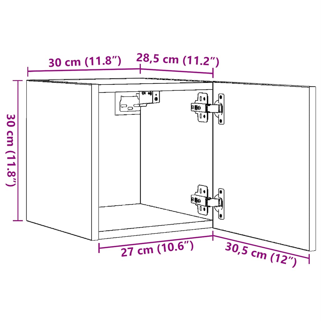 Tv-Wandmeubelen 30,5X30X30 Cm Kleurig 2 Sonoma eiken
