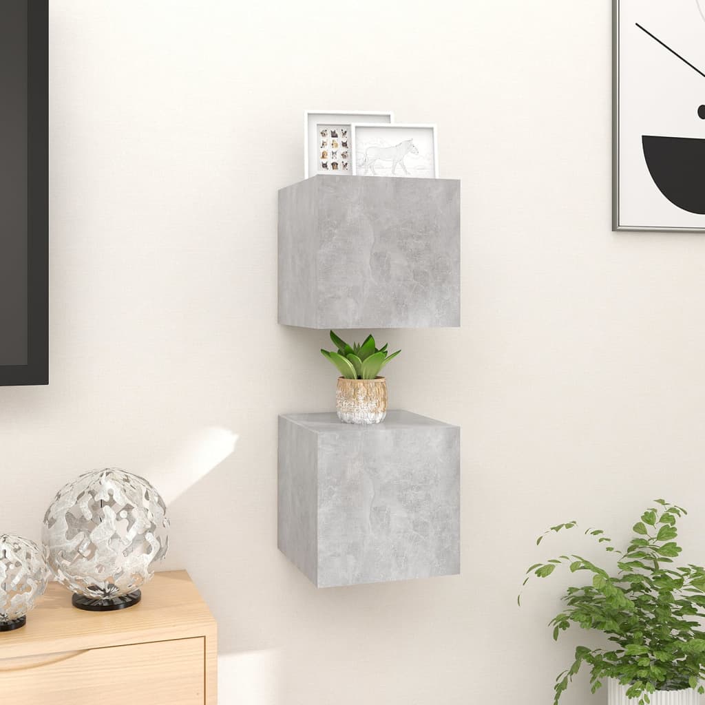 Tv-Wandmeubelen 30,5X30X30 Cm 2 Betongrijs