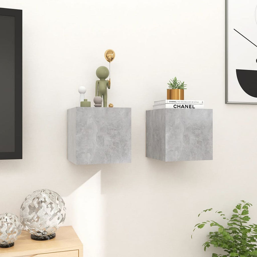 Tv-Wandmeubelen 30,5X30X30 Cm 2 Betongrijs