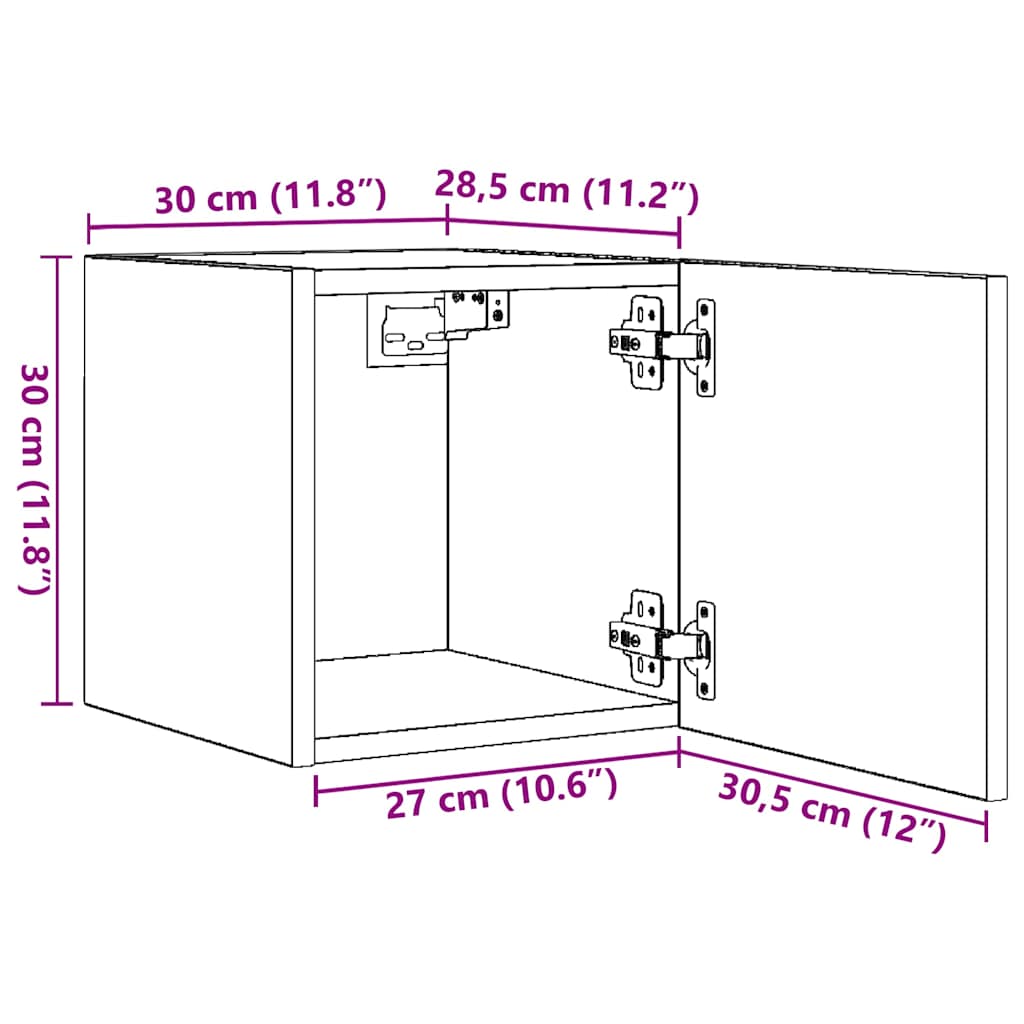 Tv-wandmeubelen 4 st 30,5x30x30 cm betongrijs