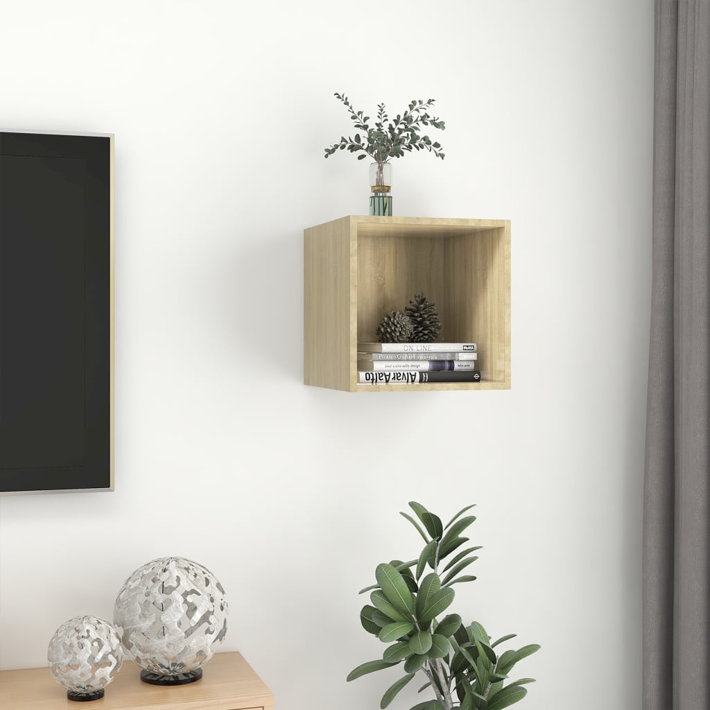 Wandkast 37x37x37 cm bewerkt hout sonoma eikenkleurig