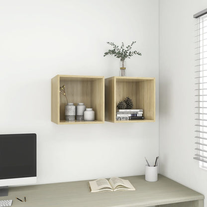 Wandkast 37x37x37 cm bewerkt hout sonoma eikenkleurig