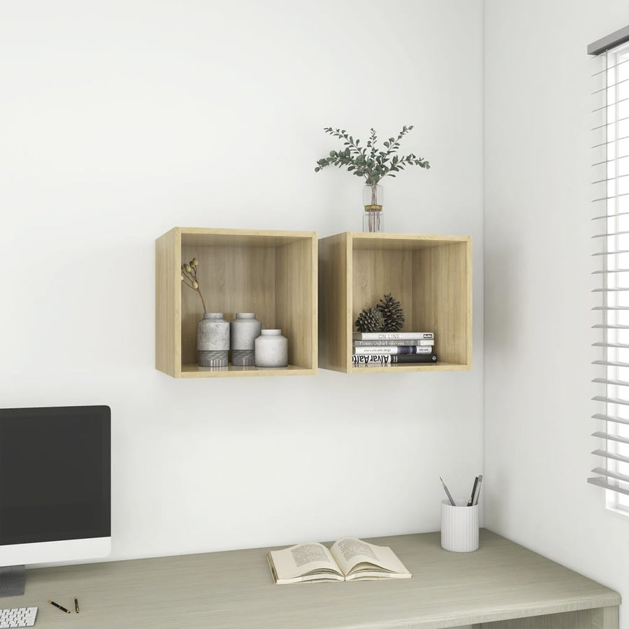 Wandkast 37x37x37 cm bewerkt hout sonoma eikenkleurig