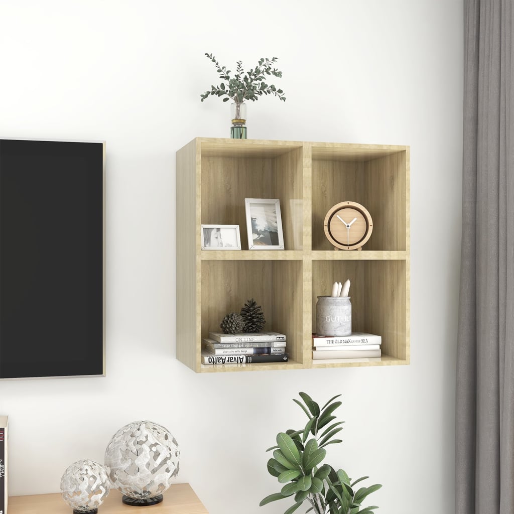 Wandkasten 37X37X37 Cm Bewerkt Hout Kleurig 4