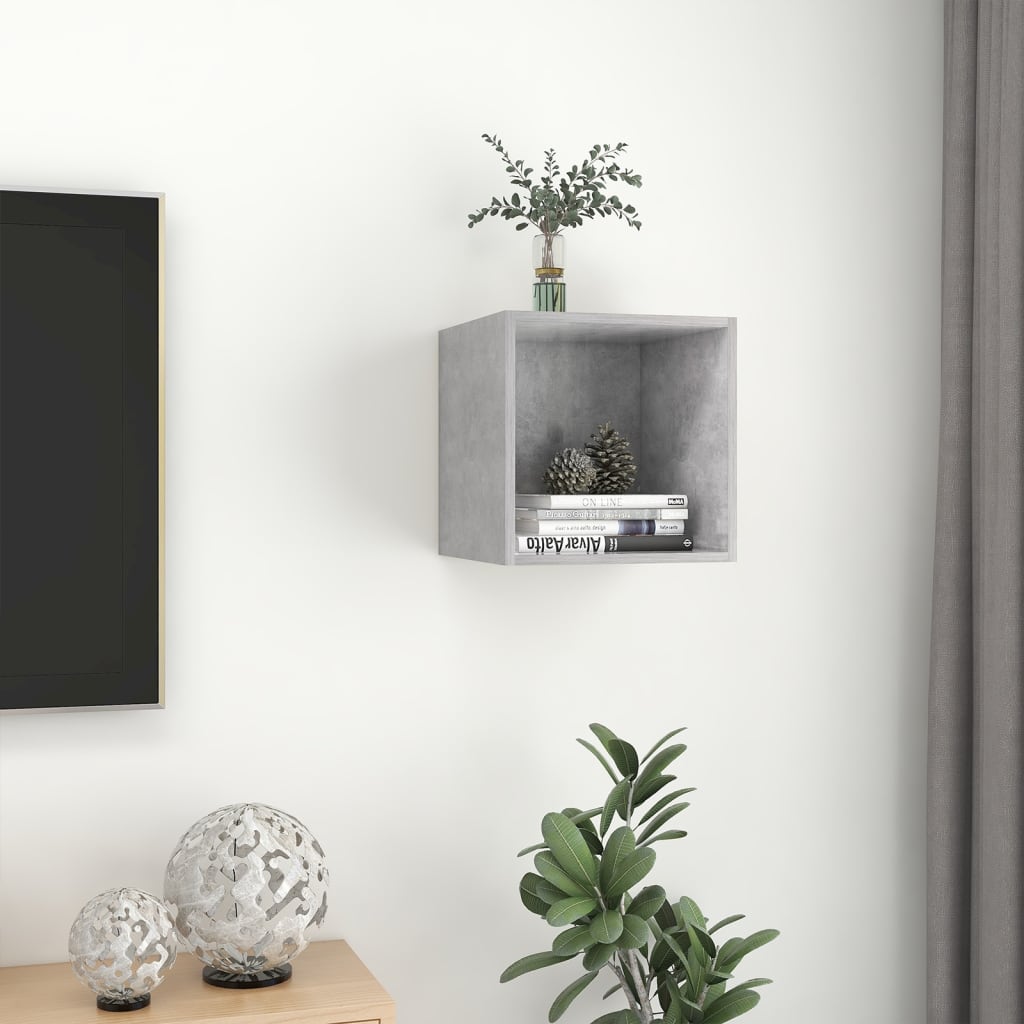 Wandkast 37x37x37 cm bewerkt hout betongrijs