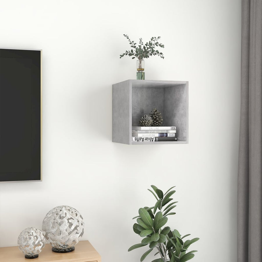 Wandkast 37x37x37 cm bewerkt hout betongrijs