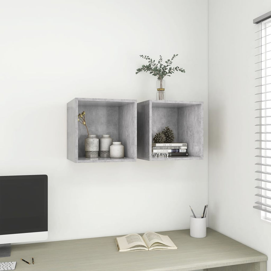Wandkast 37x37x37 cm bewerkt hout betongrijs