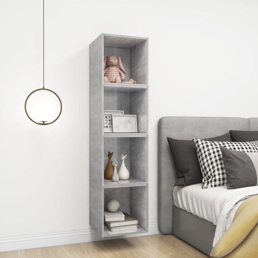 Wandkast 37x37x37 cm bewerkt hout betongrijs