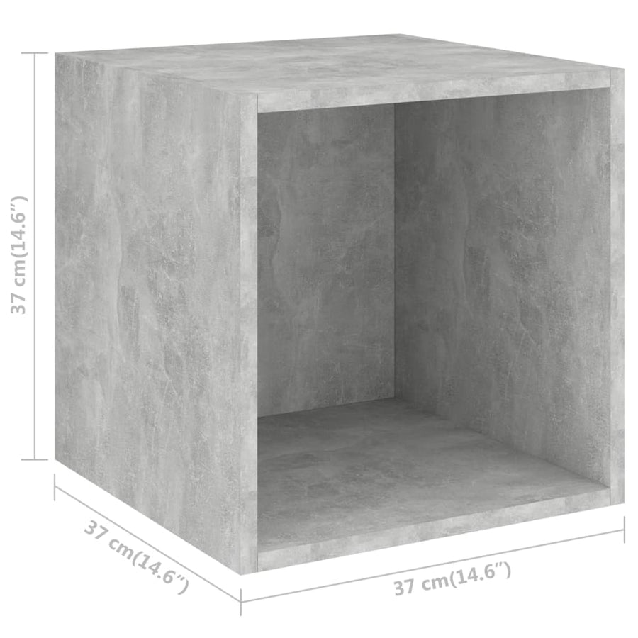 Wandkast 37x37x37 cm bewerkt hout betongrijs