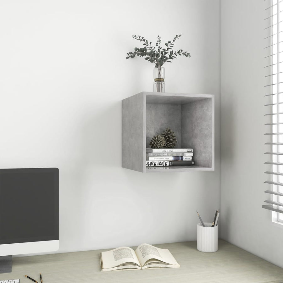 Wandkast 37x37x37 cm bewerkt hout betongrijs