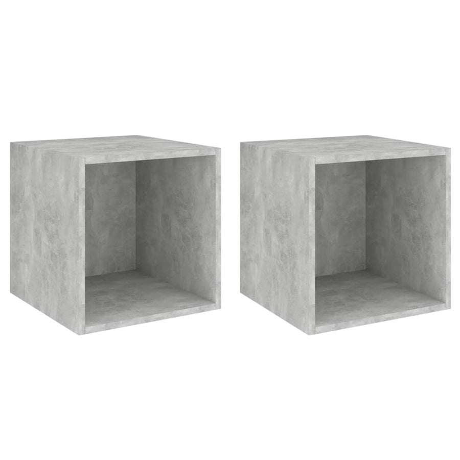 Wandkasten 37X37X37 Cm Bewerkt Hout 2 Betongrijs