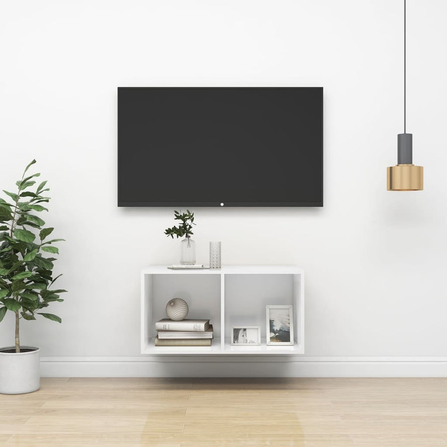 Tv-Wandmeubel Bewerkt Hout 37 x 37 x 72 cm Wit