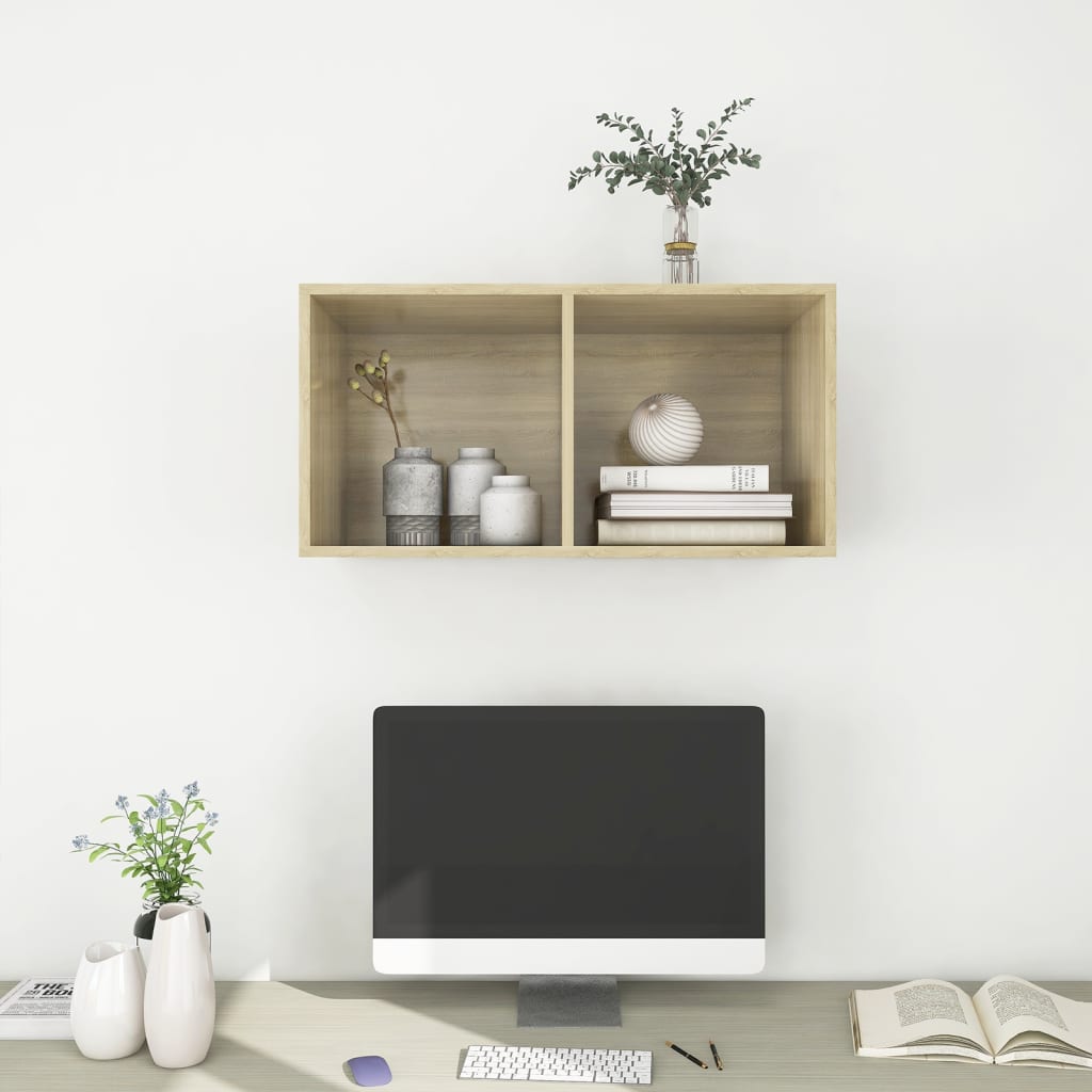 Tv-Wandmeubel Bewerkt Hout Kleurig 37 x 37 x 72 cm Sonoma eiken