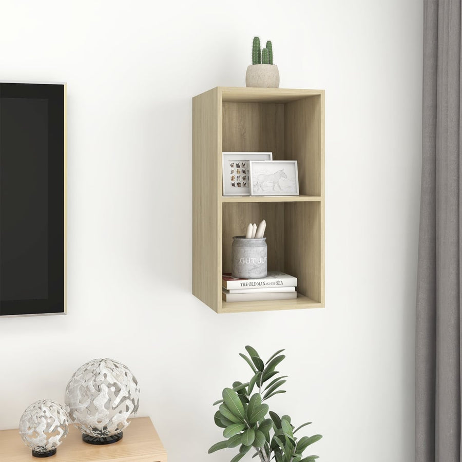 Tv-Wandmeubel Bewerkt Hout Kleurig 37 x 37 x 72 cm Sonoma eiken