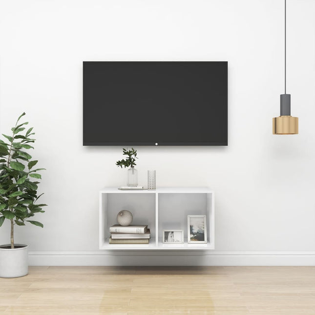 Tv-Wandmeubel Spaanplaat 37 x 37 x 72 cm Hoogglans wit