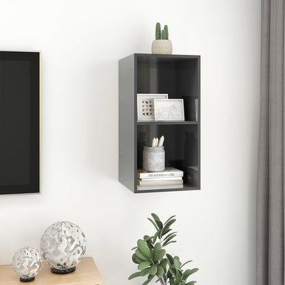 Tv-Wandmeubel Spaanplaat 37 x 37 x 72 cm Hoogglans grijs