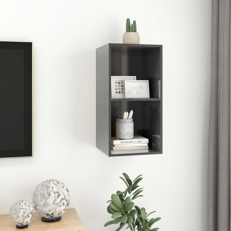 Tv-Wandmeubel Spaanplaat 37 x 37 x 72 cm Hoogglans grijs