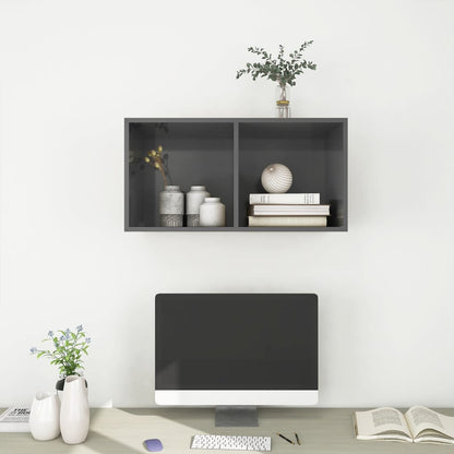 Tv-Wandmeubel Spaanplaat 37 x 37 x 72 cm Hoogglans grijs
