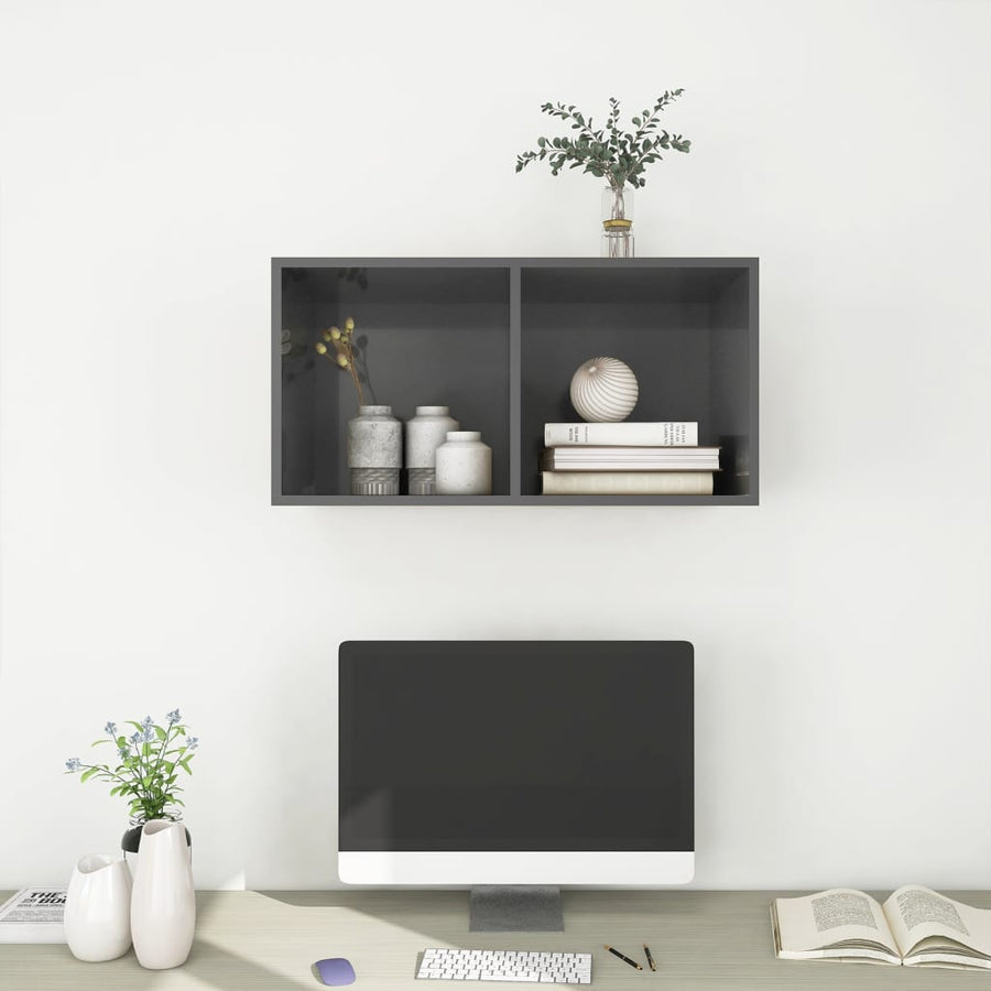 Tv-Wandmeubel Spaanplaat 37 x 37 x 72 cm Hoogglans grijs