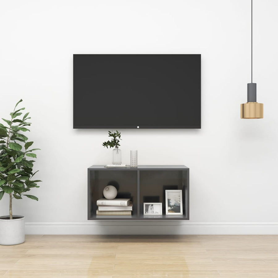 Tv-Wandmeubel Spaanplaat 37 x 37 x 72 cm Hoogglans grijs