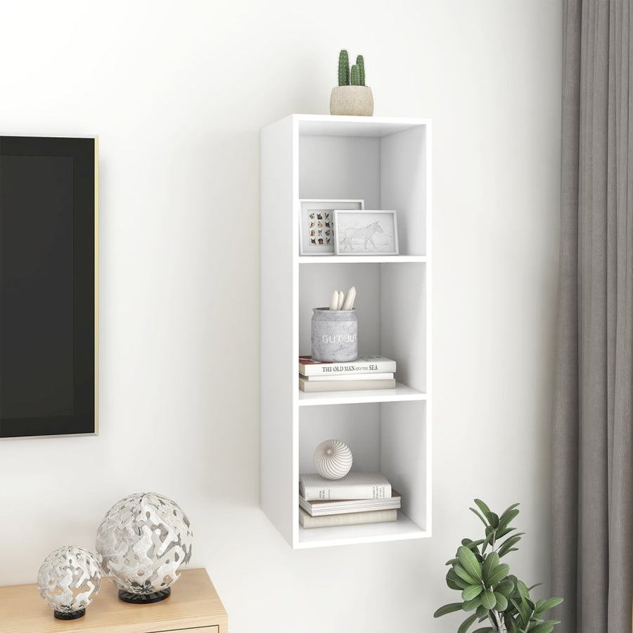Tv-wandmeubel 37x37x107 cm bewerkt hout wit