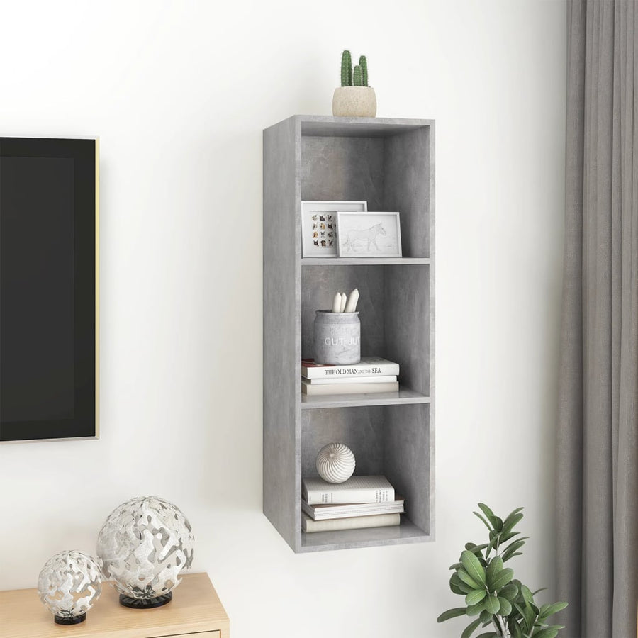 Tv-wandmeubel 37x37x107 cm bewerkt hout betongrijs