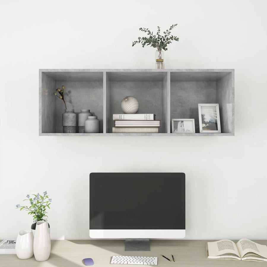 Tv-wandmeubel 37x37x107 cm bewerkt hout betongrijs