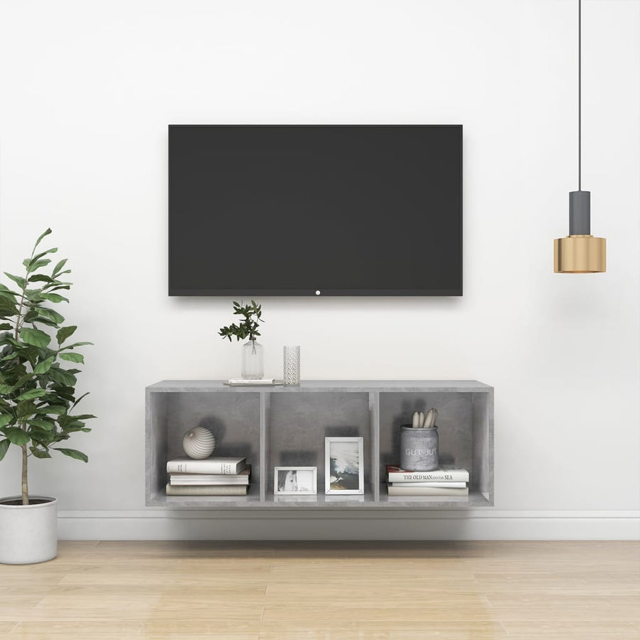 Tv-wandmeubel 37x37x107 cm bewerkt hout betongrijs