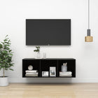 Tv-Wandmeubel Spaanplaat 37 x 37 x 107 cm Hoogglans zwart