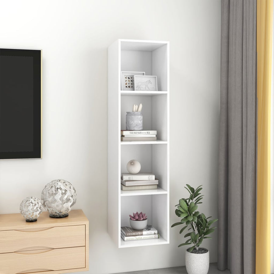 Tv-Wandmeubel 37X37X142,5 Cm Bewerkt Hout 37 x 37 x 142.5 cm Wit