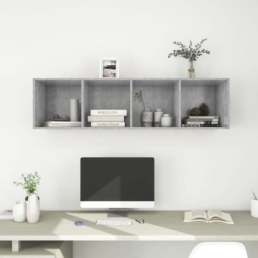 Tv-Wandmeubel 37X37X142,5 Cm Bewerkt Hout 37 x 37 x 142.5 cm Betongrijs