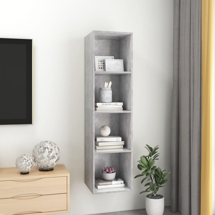Tv-Wandmeubel 37X37X142,5 Cm Bewerkt Hout 37 x 37 x 142.5 cm Betongrijs