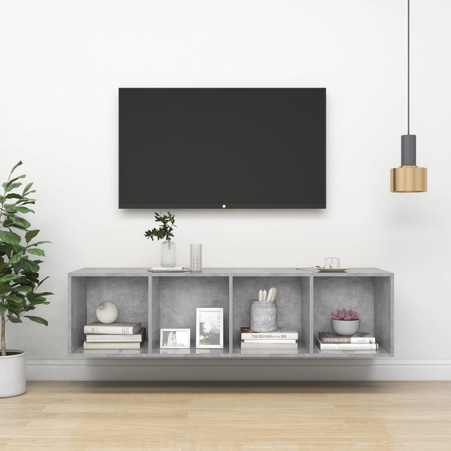 Tv-Wandmeubel 37X37X142,5 Cm Bewerkt Hout 37 x 37 x 142.5 cm Betongrijs