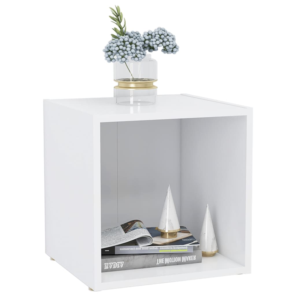 Tv-Meubel 37X35X37 Cm Bewerkt Hout 1 Wit