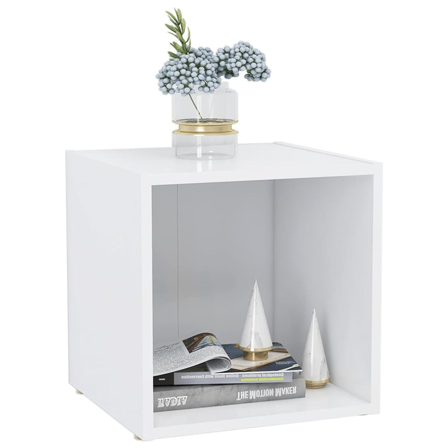 Tv-Meubel 37X35X37 Cm Bewerkt Hout 1 Wit