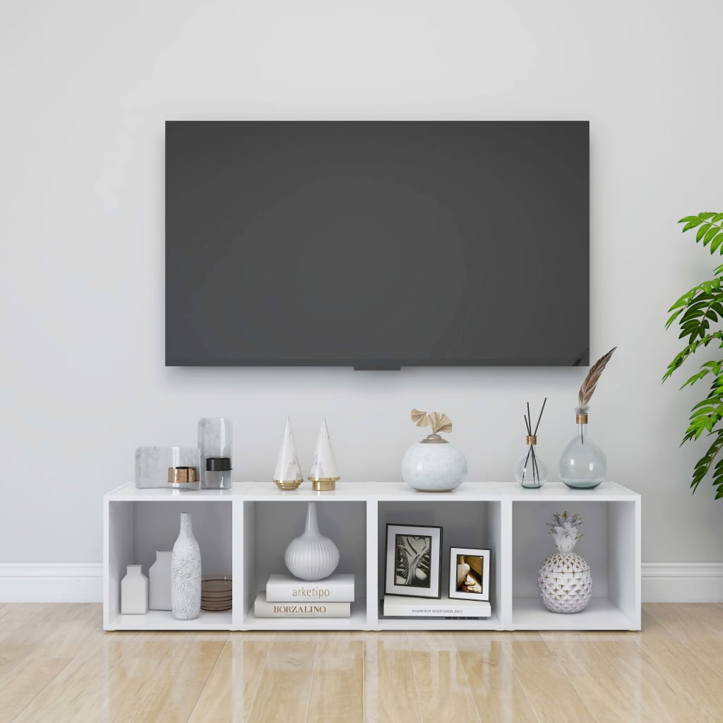 Tv-Meubel 37X35X37 Cm Bewerkt Hout 1 Wit
