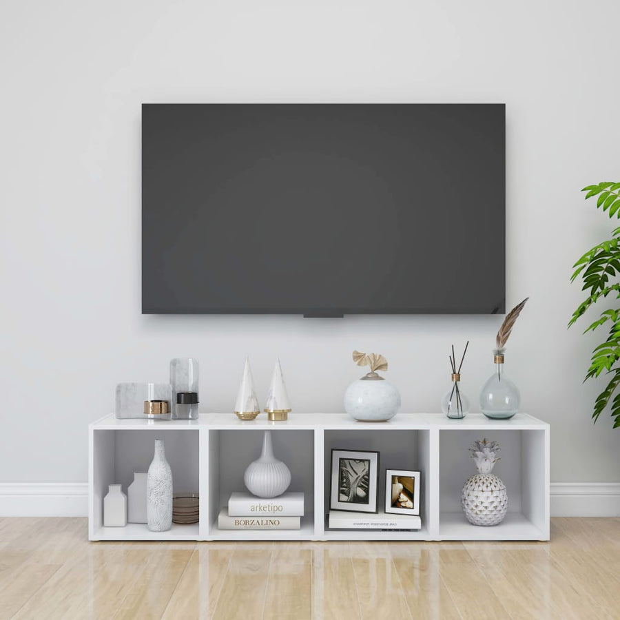 Tv-Meubel 37X35X37 Cm Bewerkt Hout 1 Wit