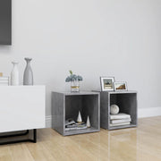 Tv-meubels set van 2 37x35x37 cm bewerkt hout betongrijs