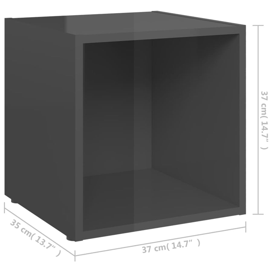 Tv-Meubelen 37X35X37 Cm Spaanplaat 4 Hoogglans grijs