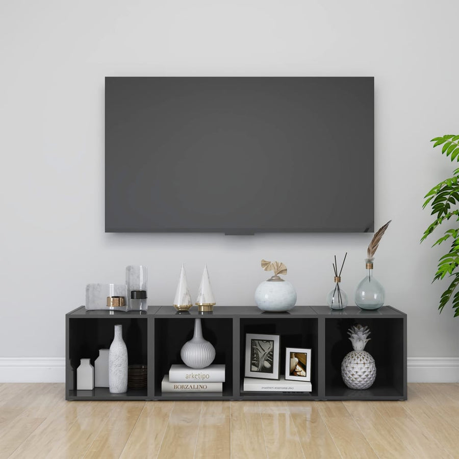 Tv-Meubelen 37X35X37 Cm Spaanplaat 4 Hoogglans grijs