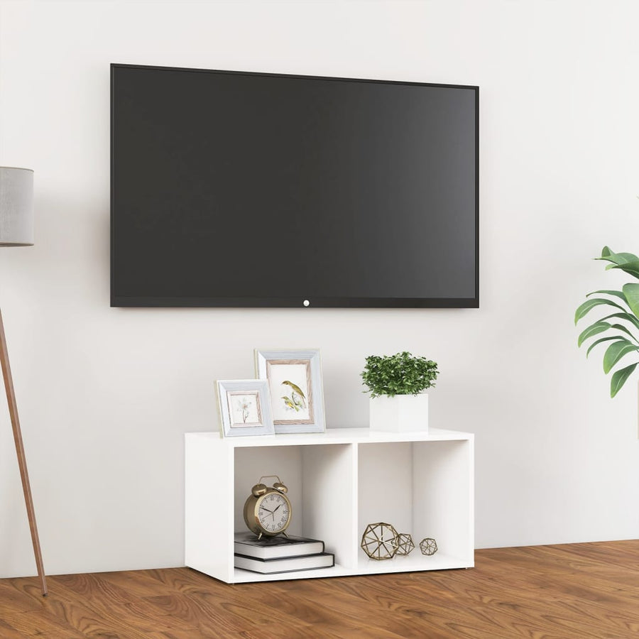 Tv-Meubel 72X35X36,5 Cm Bewerkt Hout Wit 72 cm 36.5 cm