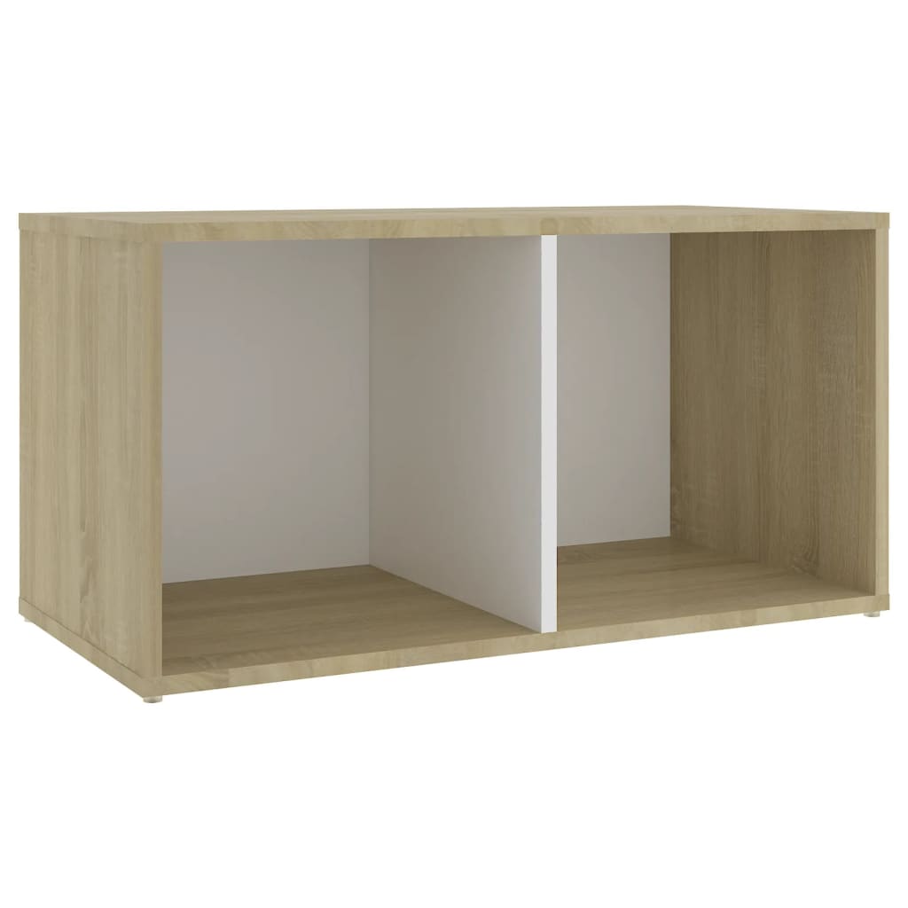 Tv-meubel 72x35x36,5 cm bewerkt hout wit en sonoma eikenkleurig