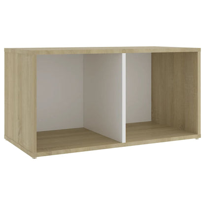 Tv-meubel 72x35x36,5 cm bewerkt hout wit en sonoma eikenkleurig