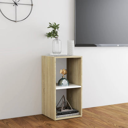 Tv-meubel 72x35x36,5 cm bewerkt hout wit en sonoma eikenkleurig