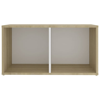Tv-meubel 72x35x36,5 cm bewerkt hout wit en sonoma eikenkleurig