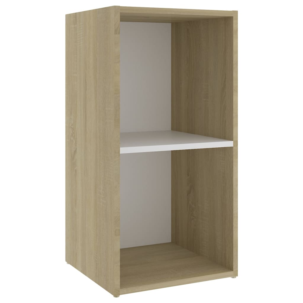 Tv-meubel 72x35x36,5 cm bewerkt hout wit en sonoma eikenkleurig