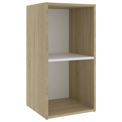 Tv-meubel 72x35x36,5 cm bewerkt hout wit en sonoma eikenkleurig