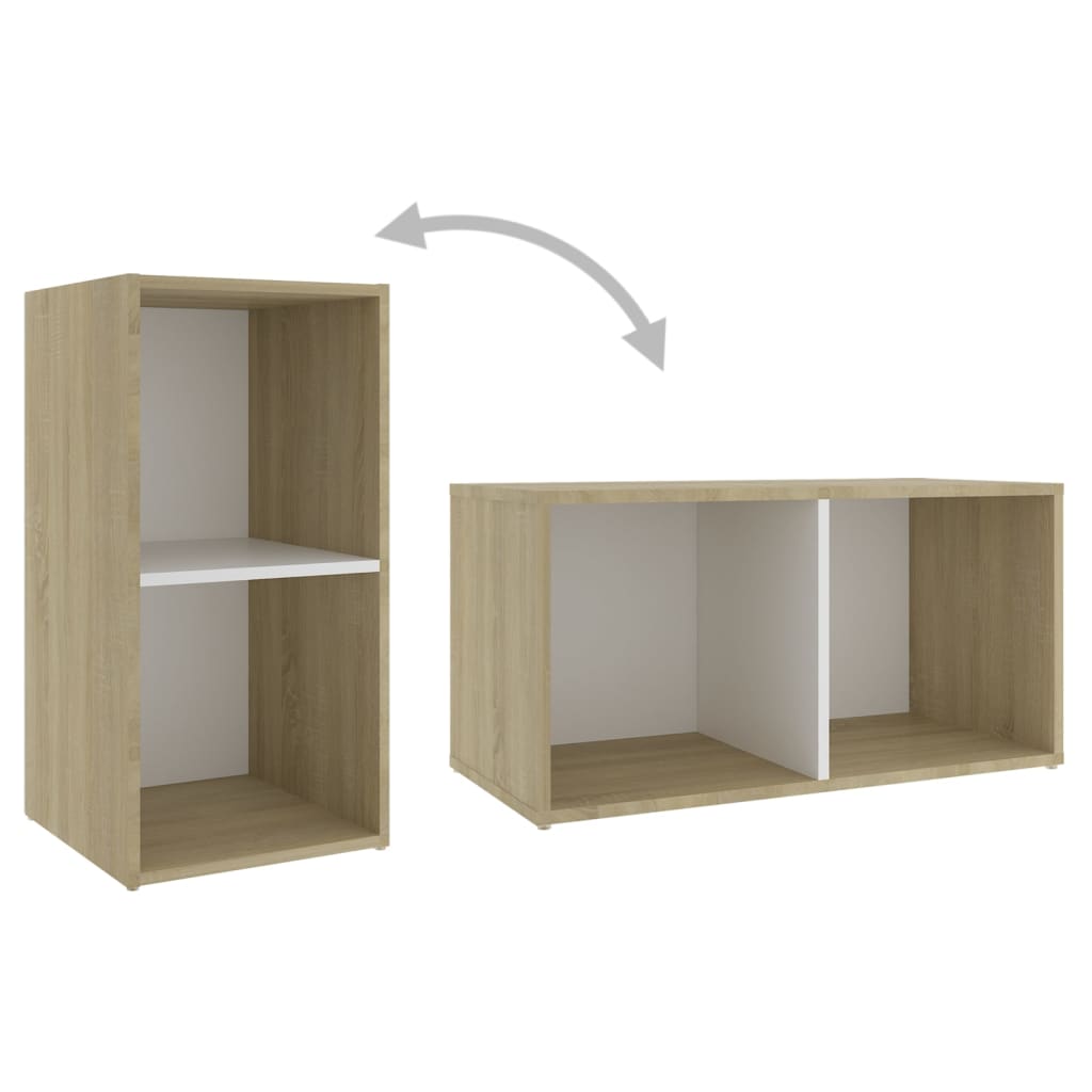 Tv-meubel 72x35x36,5 cm bewerkt hout wit en sonoma eikenkleurig